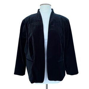 J.Crew 365 Womens Black Velvet Going Out Open Front Pockets Jacket Plus Size 22‎
